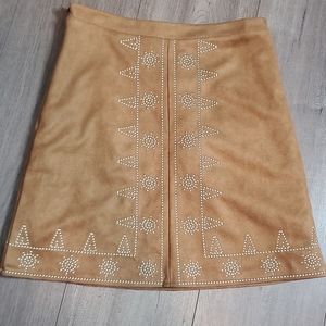 Papaya Suede Tribal Printed Skirt